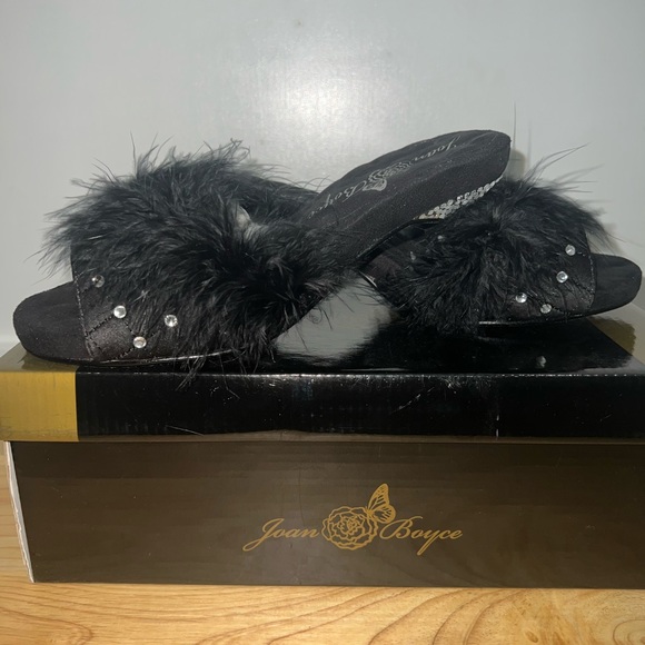 Joan Boyce satin slippers with jewel studs on kitten heel. - Picture 8 of 14